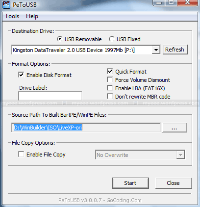 Install windows xp on usb flash drive
